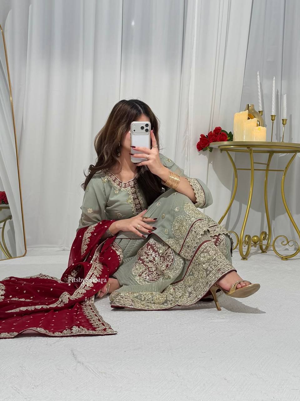 Designer Pakistani Kurti Palazzo With Dupatta - Wedding And Festive Wear