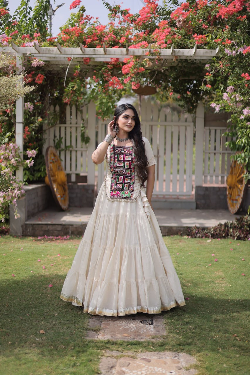 Traditional Festive Top With Lehenga- Elegant Garba Dance & Celebration Outfit