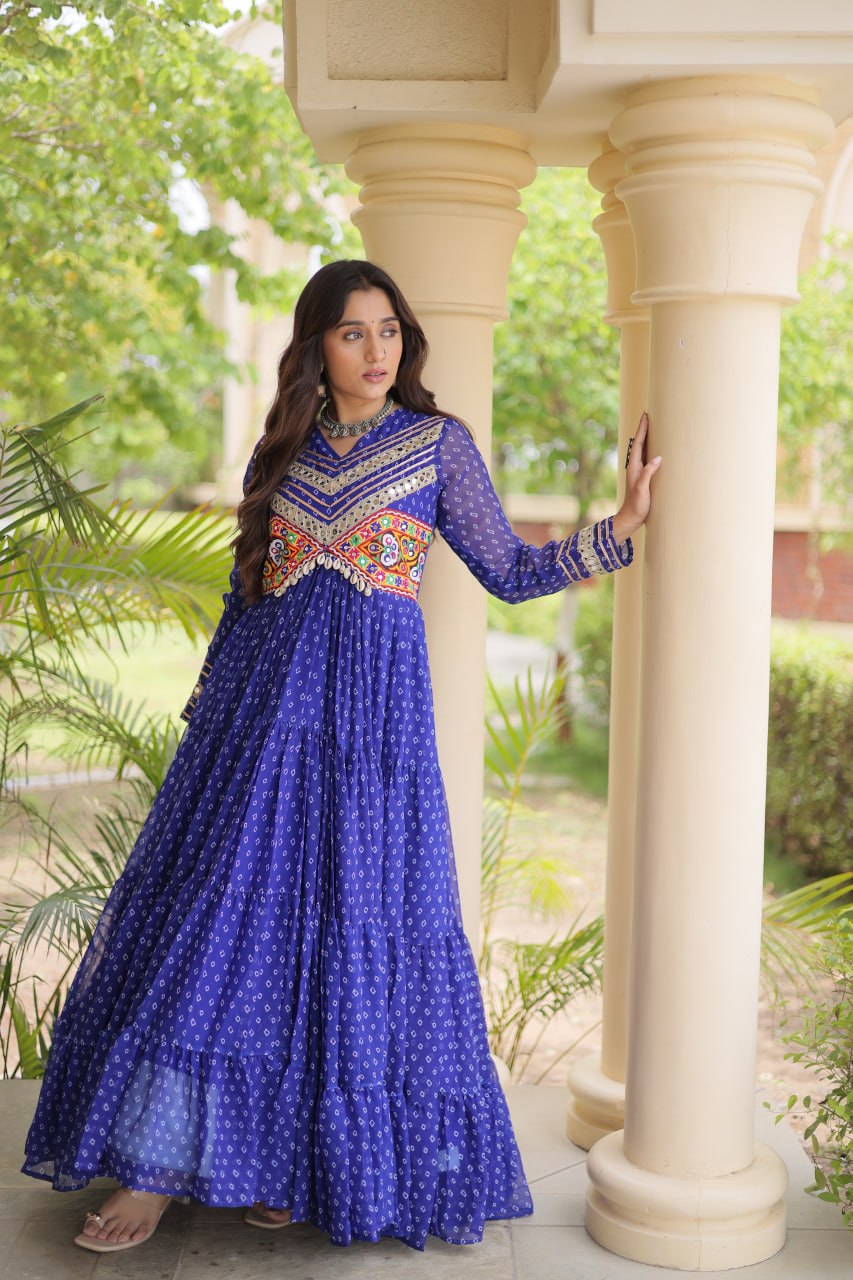 Dandiya Night Designer Long Gown - Premium Traditional Celebration Outfit