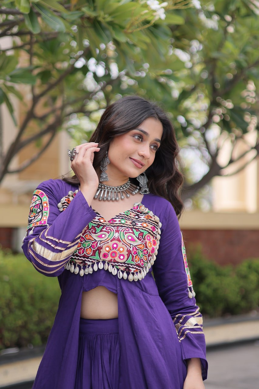 Garba Special Ethnic Top(Shrug) Lehenga with Dupatta -Traditional Dandiya Dance Outfit