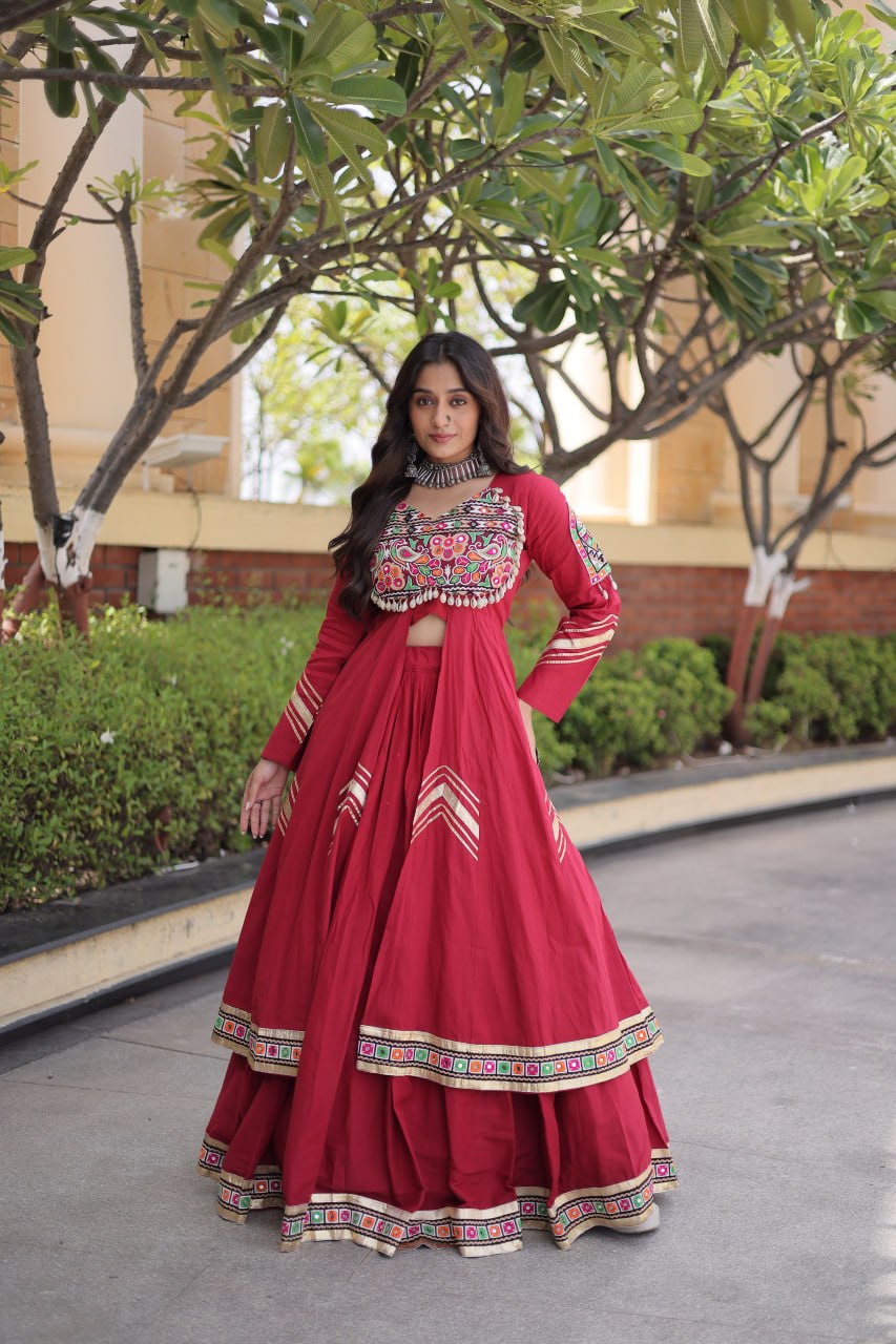 Garba Special Ethnic Top(Shrug) Lehenga with Dupatta -Traditional Dandiya Dance Outfit