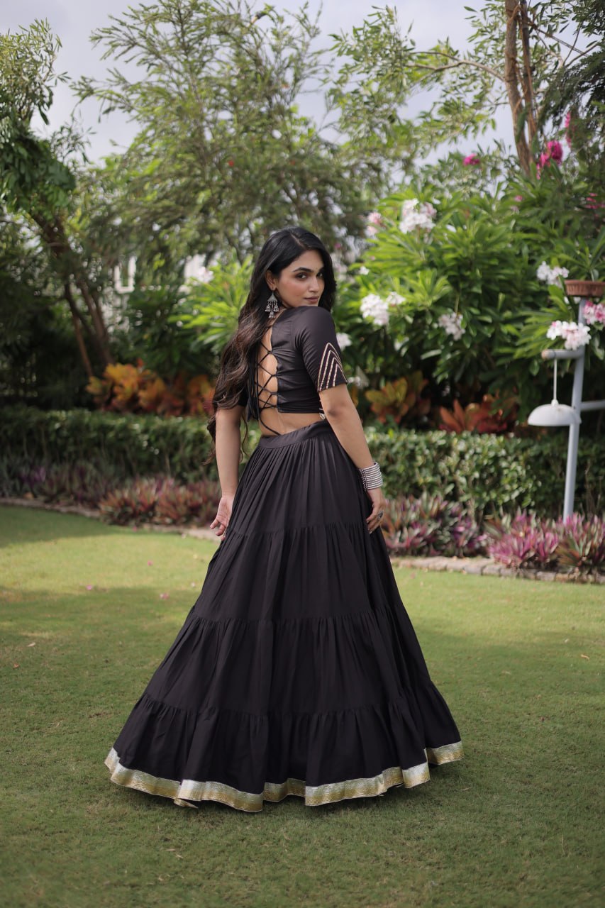 Traditional Festive Top With Lehenga- Elegant Garba Dance & Celebration Outfit