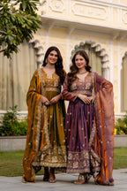 Party Wear Fendy Satin Gown with Micro Cotton Inner & Wide Flair