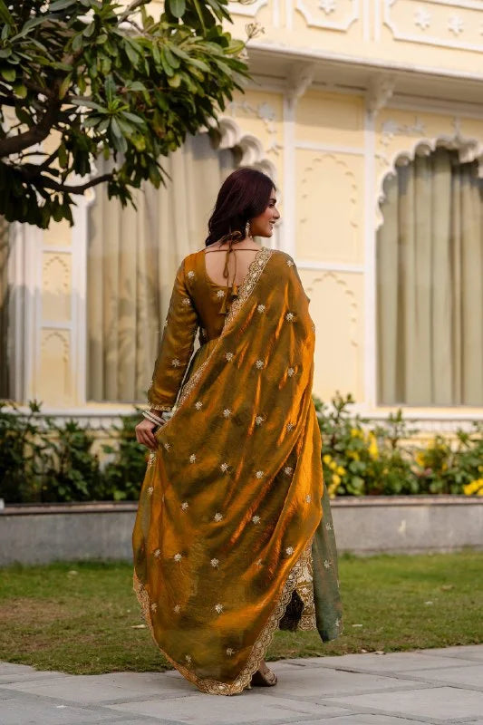 Party Wear Fendy Satin Gown with Micro Cotton Inner & Wide Flair