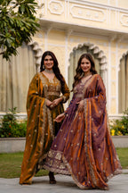 Party Wear Fendy Satin Gown with Micro Cotton Inner & Wide Flair