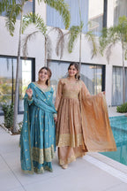 Traditional Eid Look Super Silk Kurti Sharara with Cotton Inner & Dupatta