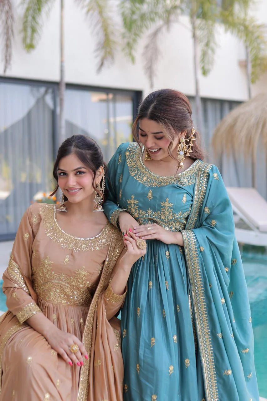 Traditional Eid Look Super Silk Kurti Sharara with Cotton Inner & Dupatta