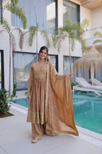 Traditional Eid Look Super Silk Kurti Sharara with Cotton Inner & Dupatta