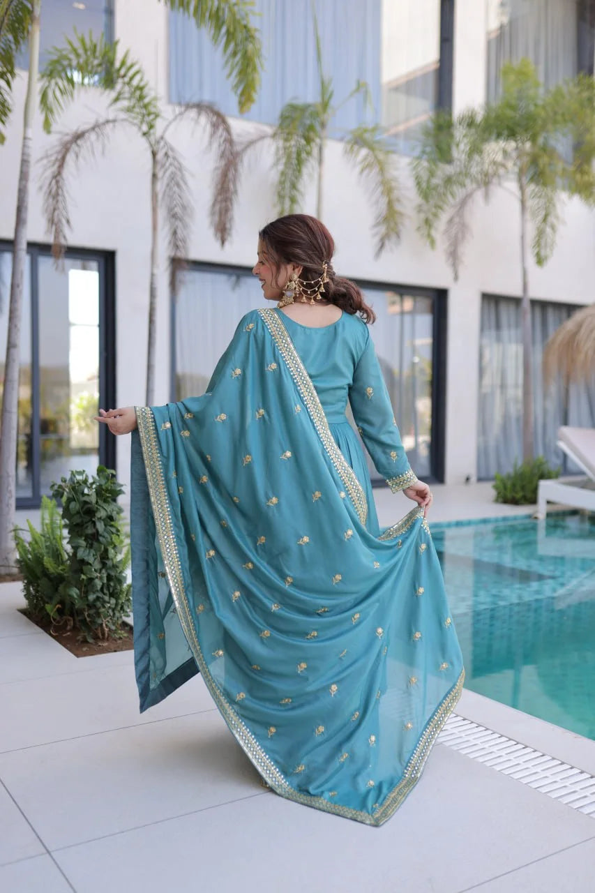 Traditional Eid Look Super Silk Kurti Sharara with Cotton Inner & Dupatta