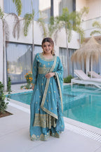 Traditional Eid Look Super Silk Kurti Sharara with Cotton Inner & Dupatta