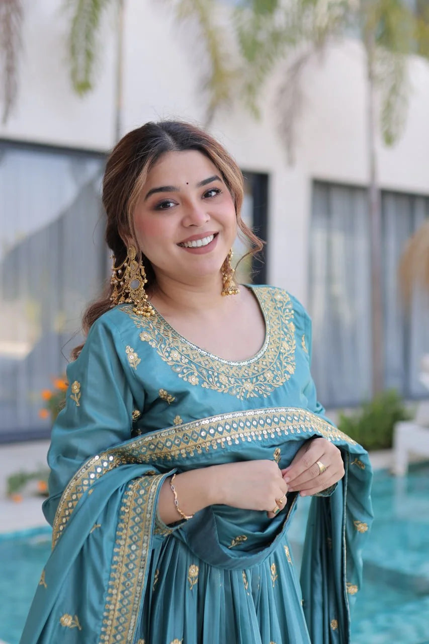 Traditional Eid Look Super Silk Kurti Sharara with Cotton Inner & Dupatta