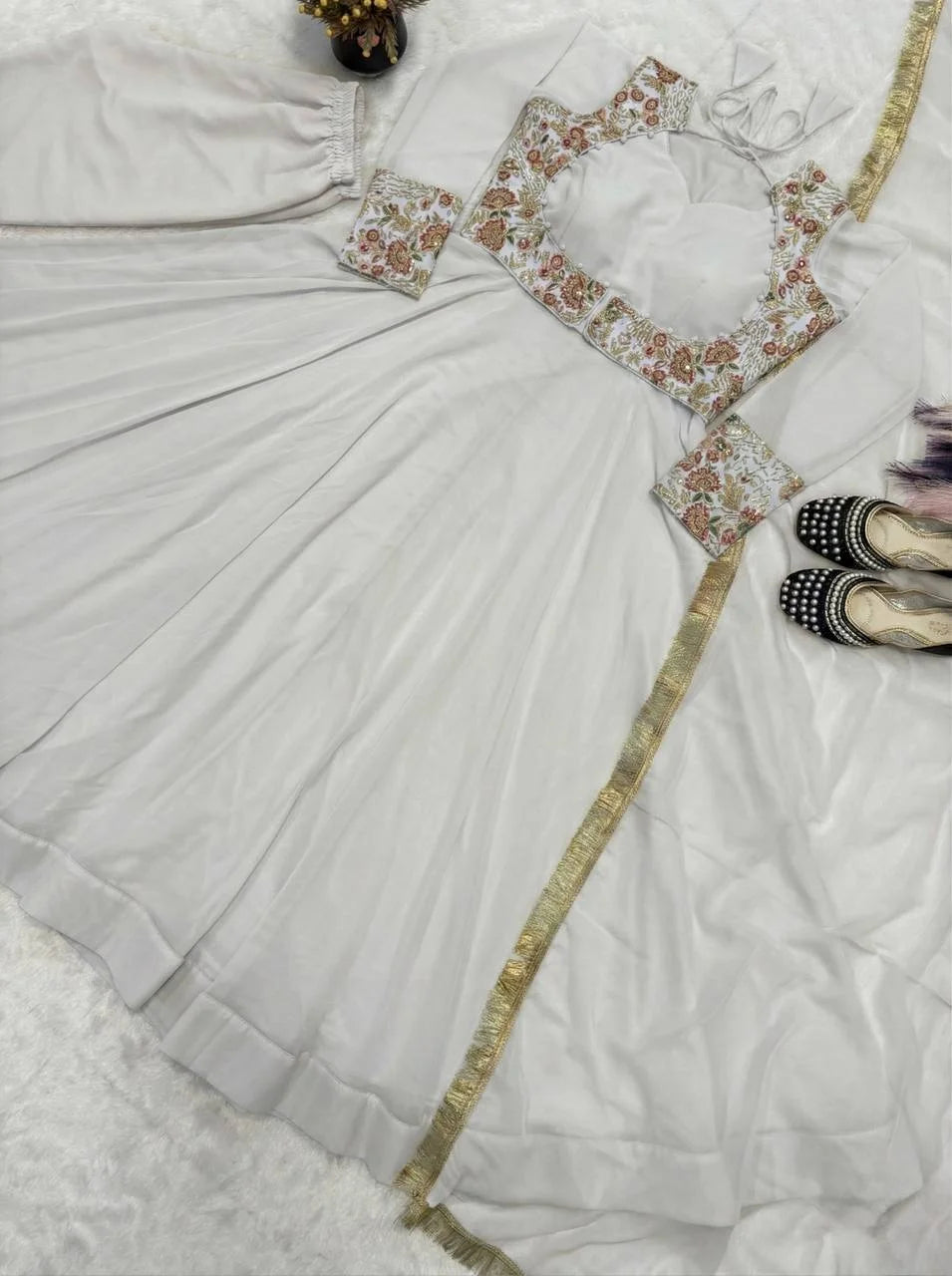 Designer Full Sleeve Maxi Anarkali with Embroidered Koti