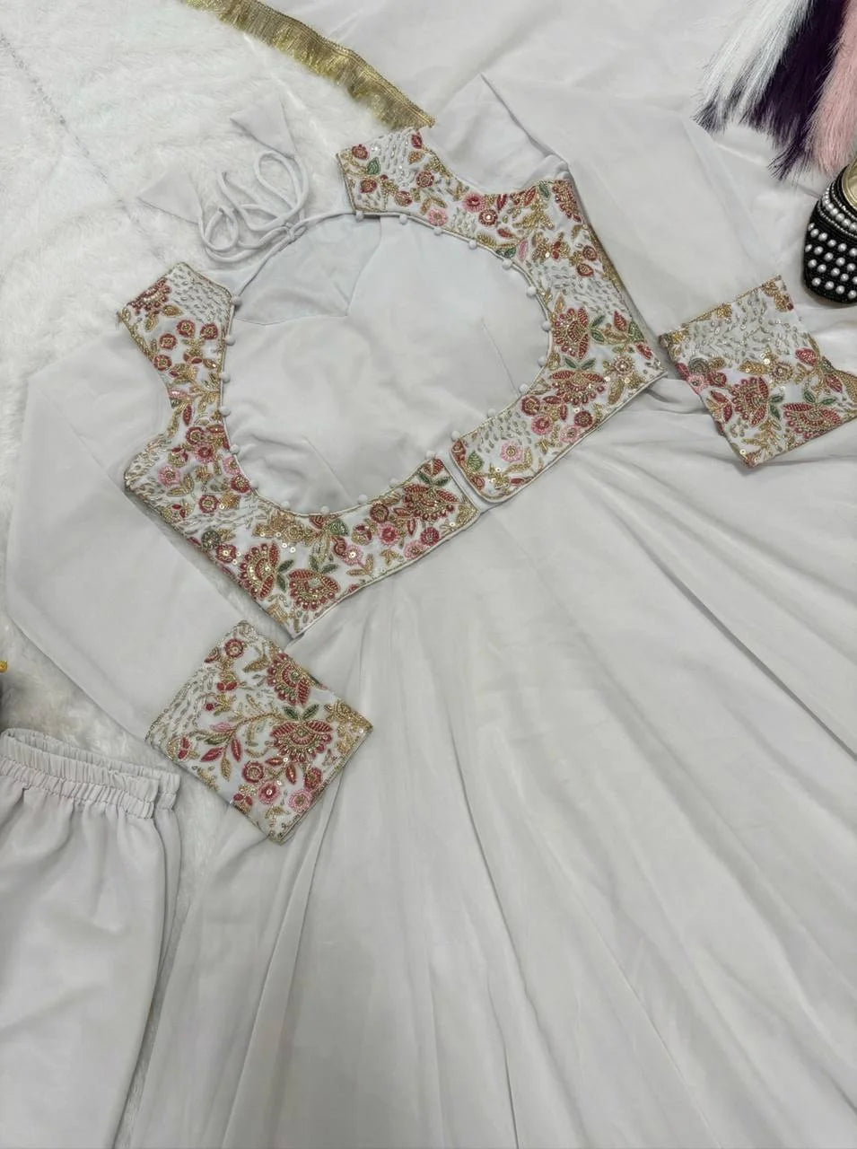 Designer Full Sleeve Maxi Anarkali with Embroidered Koti