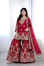 Ethnic Embroidered Top Sharara Set for Eid Celebration