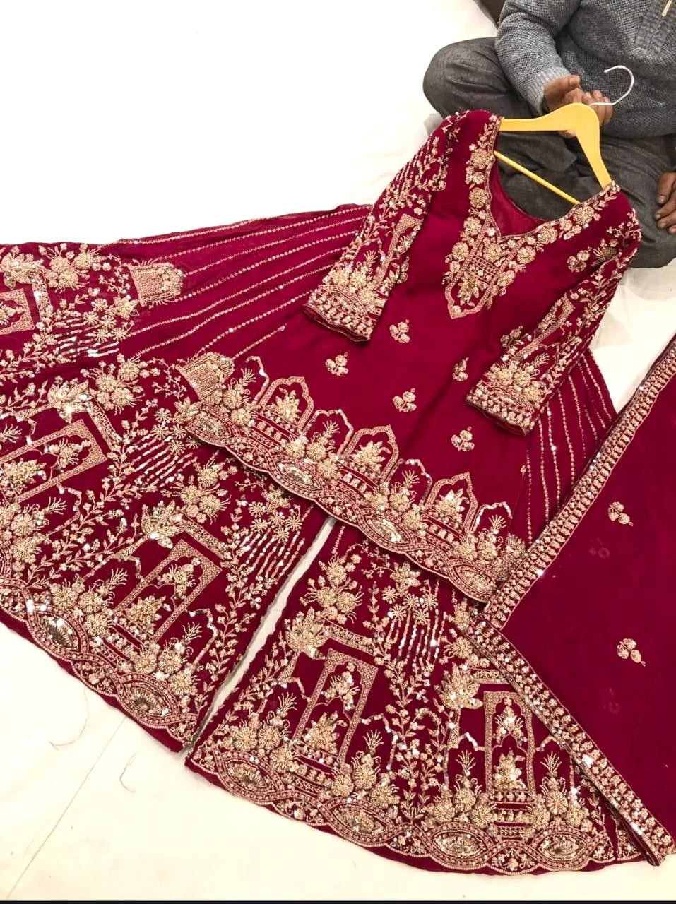 Ethnic Embroidered Top Sharara Set for Eid Celebration