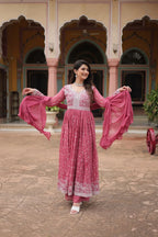 Luxury Faux Georgette Kurti Plazzo Suit with Rich Embroidery