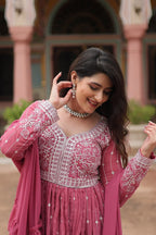 Luxury Faux Georgette Kurti Plazzo Suit with Rich Embroidery