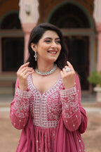 Luxury Faux Georgette Kurti Plazzo Suit with Rich Embroidery