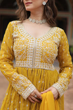 Luxury Faux Georgette Kurti Plazzo Suit with Rich Embroidery