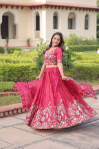 Wedding Wear Gold Crush Lehenga Choli with Heavy Zari Work