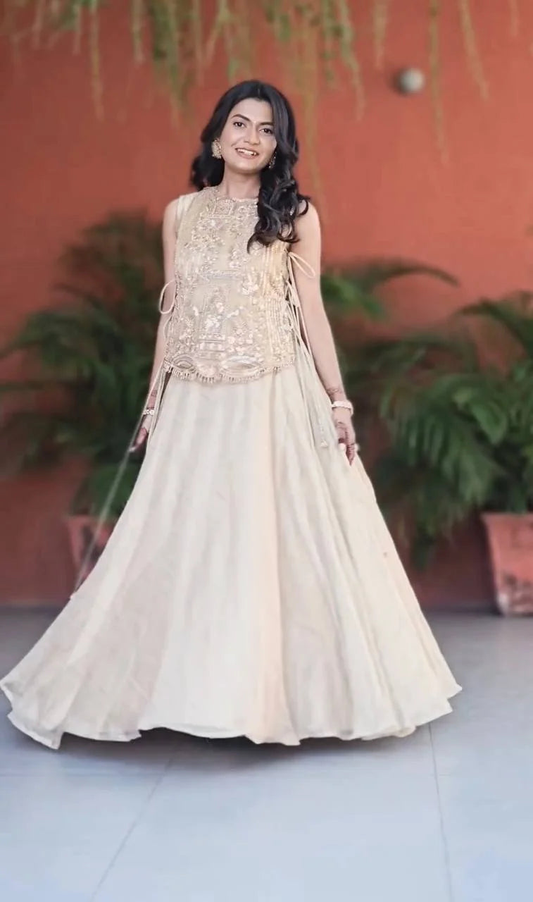Classic Vichitra Silk Lehenga Choli Set with Heavy Embroidery Finish