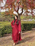 Natural Crepe Silk Embroidered Kurta Pant Set with Dupatta