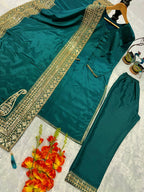 Luxury Crepe Silk Suit Set with Moti & Heavy Embroidery Work