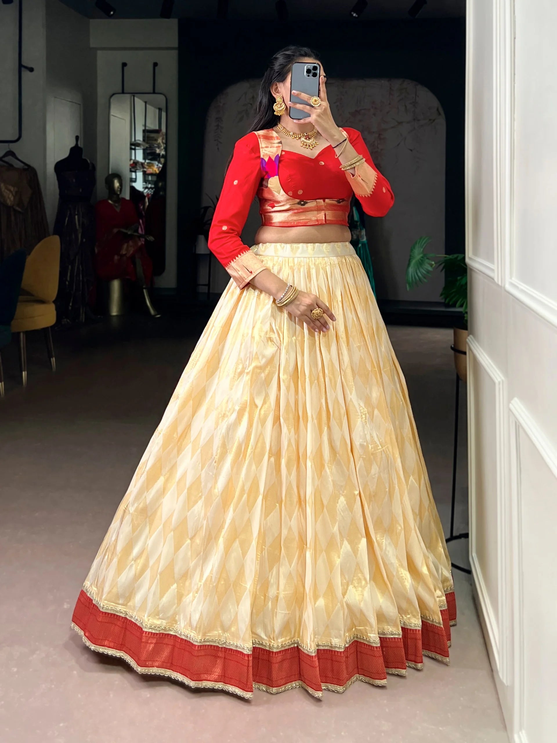 Royal Look Paithani Lehenga with Stitched Blouse & Koti