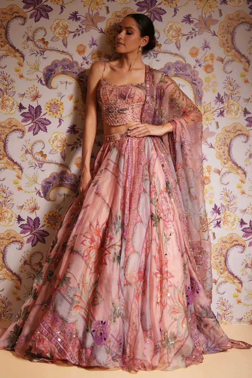 Taby Silk Lehenga Choli Set | Hand Mirror Work | Sequence & Embroidery