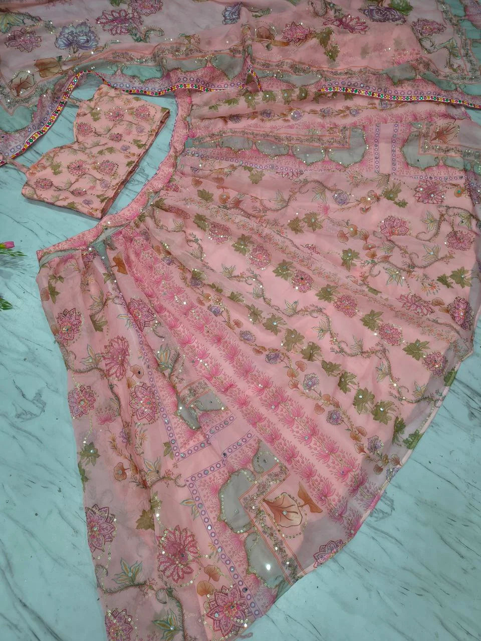 Taby Silk Lehenga Choli Set | Hand Mirror Work | Sequence & Embroidery