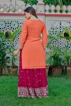 Designer Eid Wear Faux Georgette Top Plazo Dupatta Set