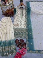 Festive Wear Heavy Embroidered Star Georgette Top Plazzo Set