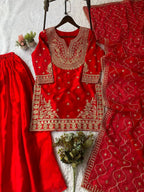 Elegant Fendy Fabric Top Plazzo Set with Sequence Work