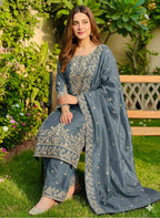 Timeless GMY Silk Embroidery Work Plazzo Suit with Dupatta