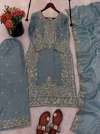 Timeless GMY Silk Embroidery Work Plazzo Suit with Dupatta