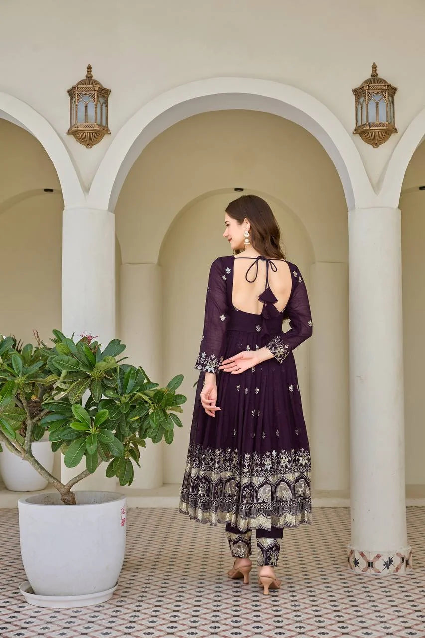 Premium Embroidered Crunchy Silk Anarkali Set â€“ Ready to Wear