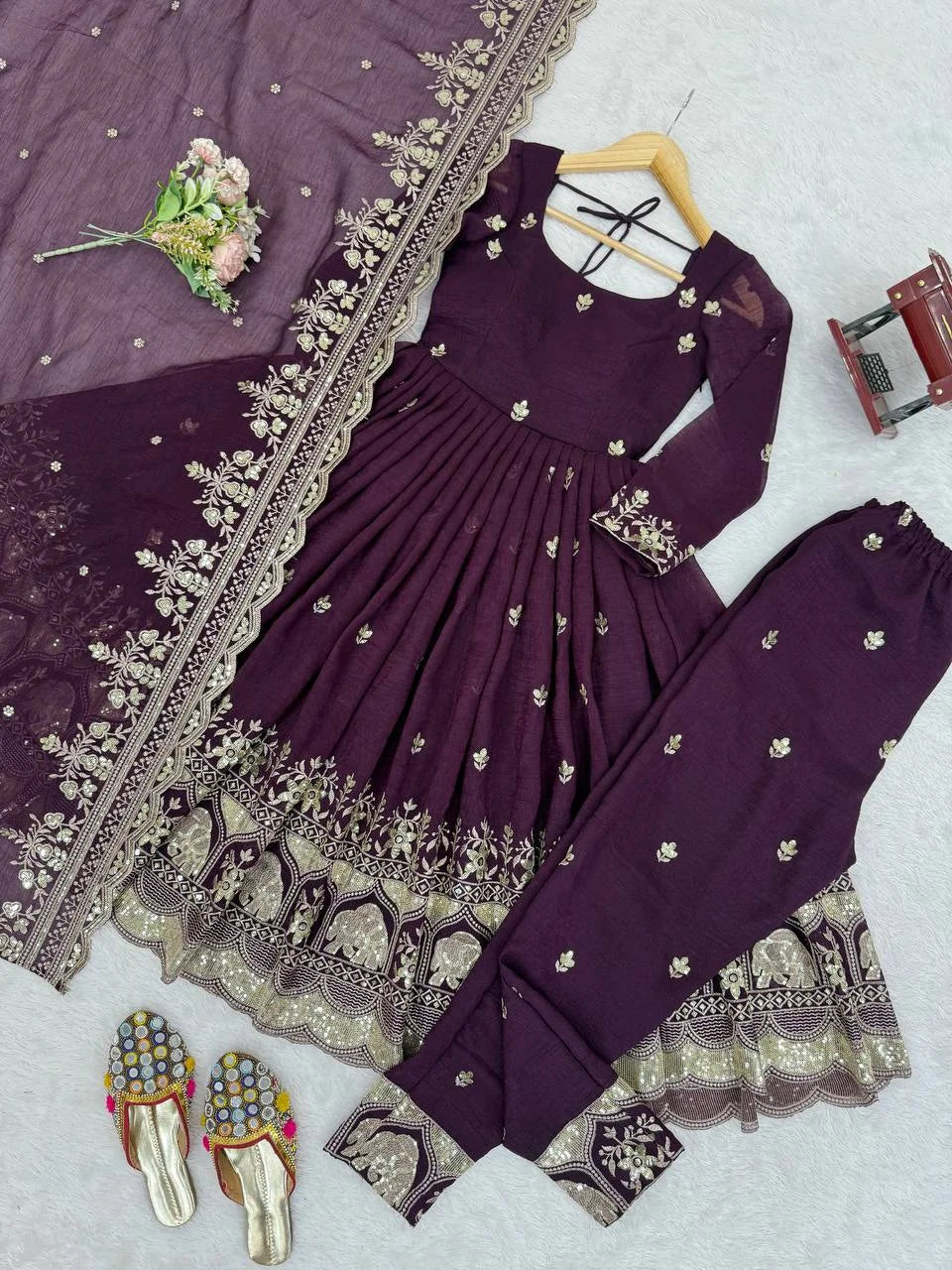 Premium Embroidered Crunchy Silk Anarkali Set â€“ Ready to Wear