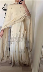 Graceful Sequence Embroidered Top with Sharara and Dupatta - Eid Outfit