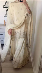 Graceful Sequence Embroidered Top with Sharara and Dupatta - Eid Outfit
