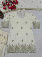 Graceful Sequence Embroidered Top with Sharara and Dupatta - Eid Outfit