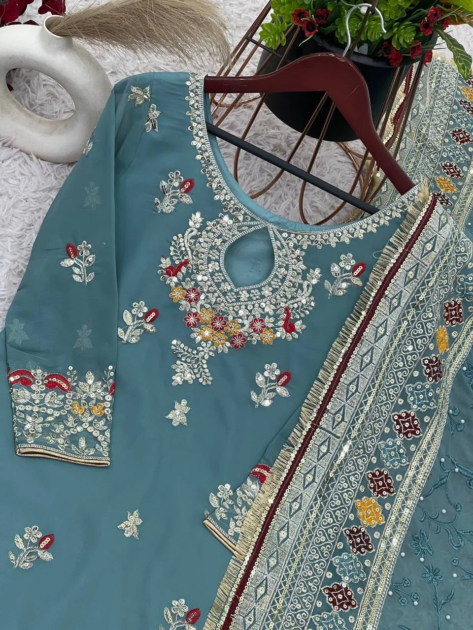 Traditional Sequin Embroidery Sharara Palazzo Set - Ready to Wear