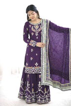 Premium Faux Georgette Sharara Set with Lace Border Dupatta