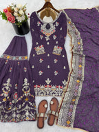 Premium Faux Georgette Sharara Set with Lace Border Dupatta