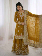 Festive Wear Embroidered Top & Sharara Palazzo Set