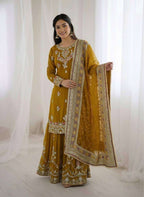 Festive Wear Embroidered Top & Sharara Palazzo Set