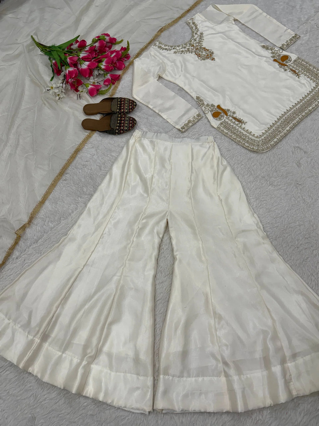 Eid Wear Designer Satin Silk Sharara Outfit