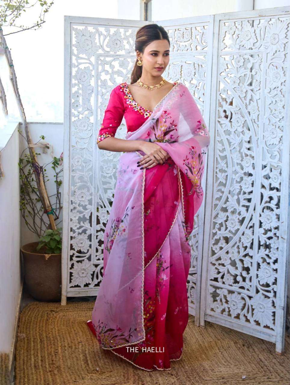 Occasion Wear Tebby Silk Saree with Exquisite Hand Embroidery