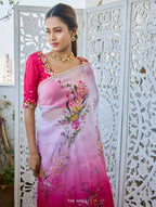 Occasion Wear Tebby Silk Saree with Exquisite Hand Embroidery