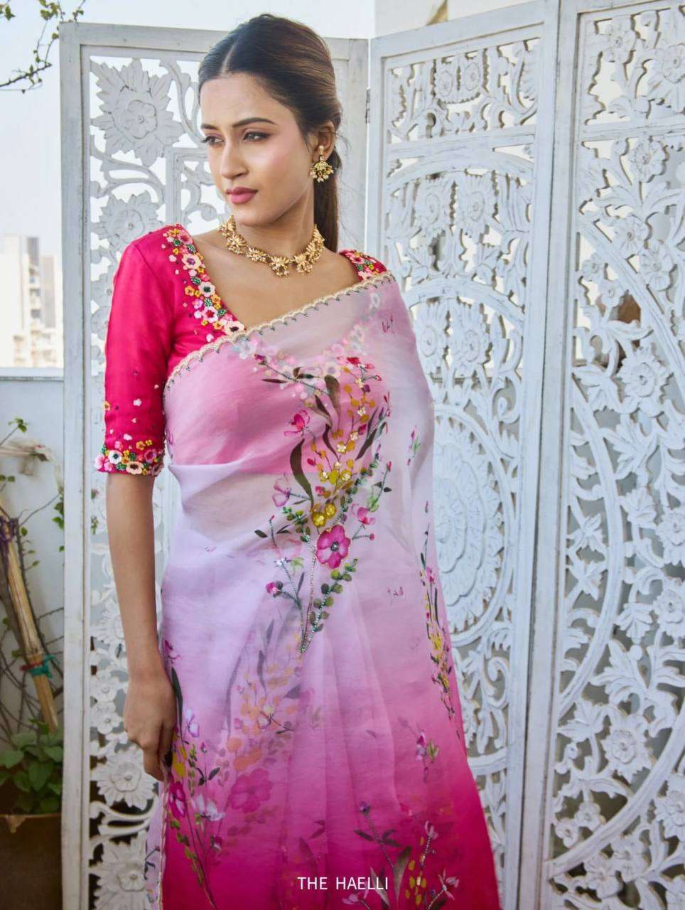 Occasion Wear Tebby Silk Saree with Exquisite Hand Embroidery