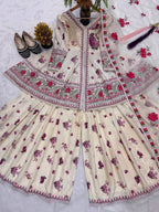 Premium Ivory Wedding & Party Wear Peplum Sharara With Embroidered Dupatta